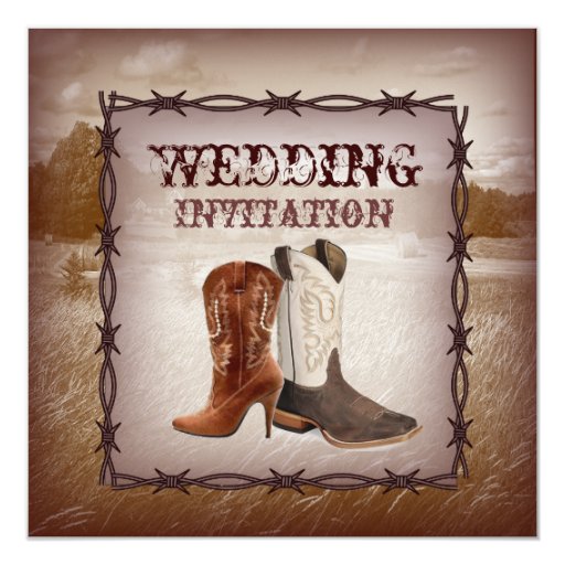 Cowboy Boots Western Country Wedding Invitation Zazzle
