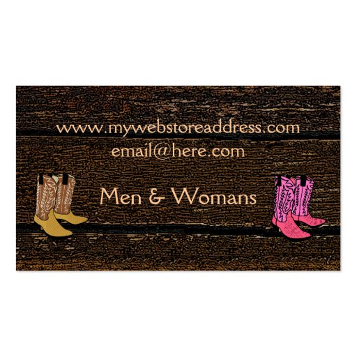 Cowboy Boots-Wood Look Business Card (back side)