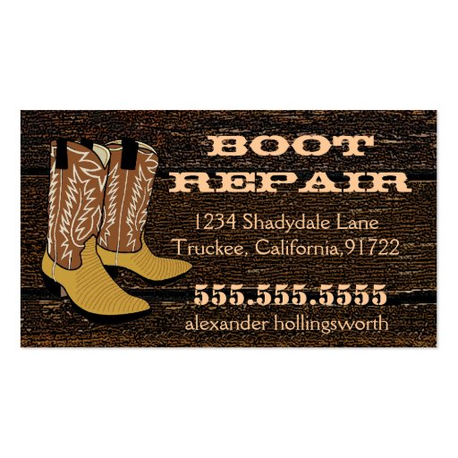 Cowboy Boots-Wood Look Business Card