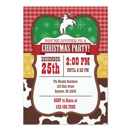 cowboy christmas party invitation zazzle cowboy christmas party invitation zazzle