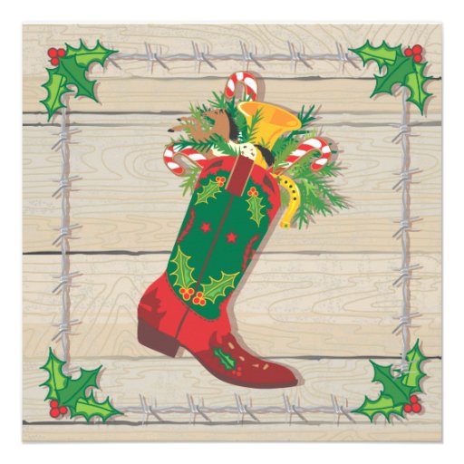 cowboy christmas party invitations 5 25 quot square invitation cowboy christmas party invitations 5 25 quot square invitation