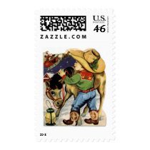 Cowboy Christmas Postage Stamps