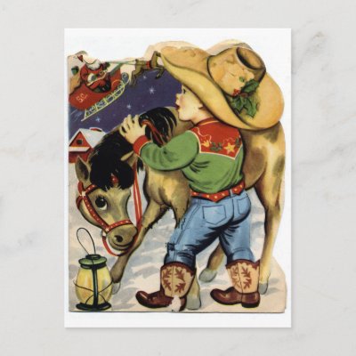 Cowboy Christmas postcards by SantasCloset