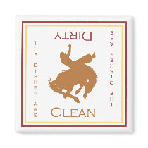 Cowboy Clean or Dirty Dishwasher Magnet by randomocity Cowboy Clean or Dirty Dishwasher Magnet
