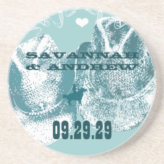Cowboy Cowgirl Hat Vintage Anniversary Gifts coaster