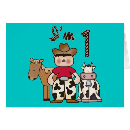 Cowboy First Birthday Invitation Greeting Cards