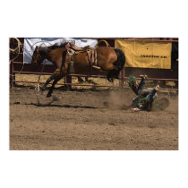 Cowboy Gets a Kick out of Bronc Riding posters