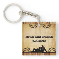Cowboy Grooms Custom Gay Wedding Key Chain Favors