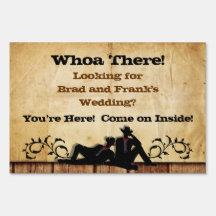 Cowboy Grooms Custom Gay Wedding Lawn Sign
