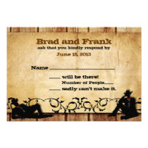 Cowboy Grooms Custom Gay Wedding RSVP Cards
