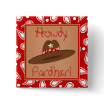 Cowboy Hat Red Bandanna Birthday Party Favor Buttons
