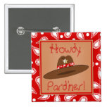 Cowboy Hat Red Bandanna Birthday Party Favor Buttons