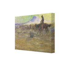 Cowboy Herding Cattle on the Range by Lon Megargee Gallery Wrapped Canvas