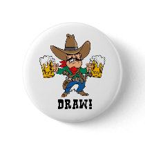 Cowboy Holding Beer Mugs buttons