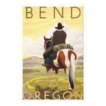 Cowboy & Horse - Bend, Oregon Gallery Wrapped Canvas