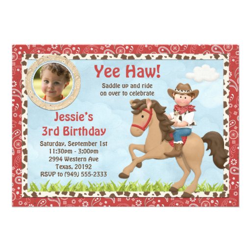 Cowboy Horse Birthday Party Invitation