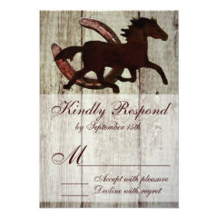 Cowboy Horse Horseshoe Country Style Wedding RSVP Custom Announcement