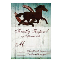 Cowboy Horse Horseshoe Country Style Wedding RSVP Invitation