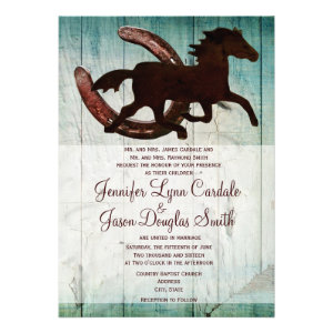 Cowboy Horse Horseshoe Country Wedding Invitations