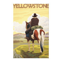 Cowboy & Horse - Yellowstone National Park Canvas Prints