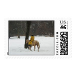 Cowboy in the snow postage stamps