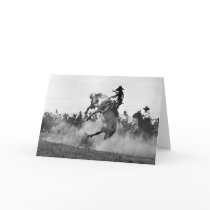 Cowboy on a bucking bronco card