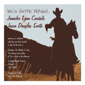Cowboy on Horse Country Western Wedding Invitation
