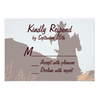 Cowboy on Horse Country Western Wedding RSVP Cards