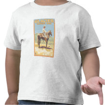Cowboy on Horseback - Glacier National Park, Tee Shirts