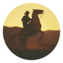Cowboy on Rearing Horse stickers by HorseLoversGifts Cowboy on Rearing Horse stickers