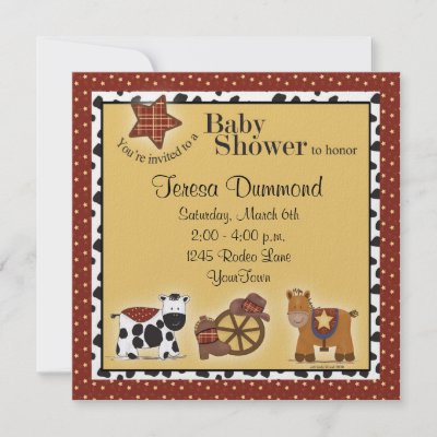 Cowboy or Cowgirl Baby Shower Invitation