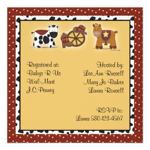 Cowboy or Cowgirl Baby Shower Invitation