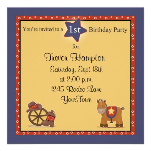 Cowboy or Cowgirl Birthday Party Custom Invites