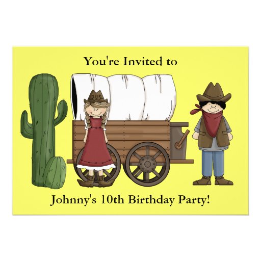 Cowboy or Cowgirl Child Party - Kids Western Personalized Invitation