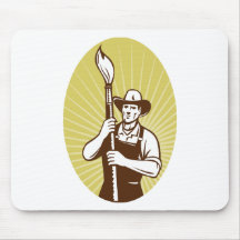 cowboy painter with paintbrush retro mouse pad