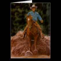 Cowboy raising dust cards
