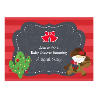 Cowboy Santa and Horse Holiday Baby Shower Invite