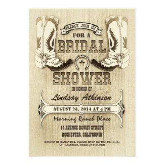 cowboy shoes western bridal shower invitations