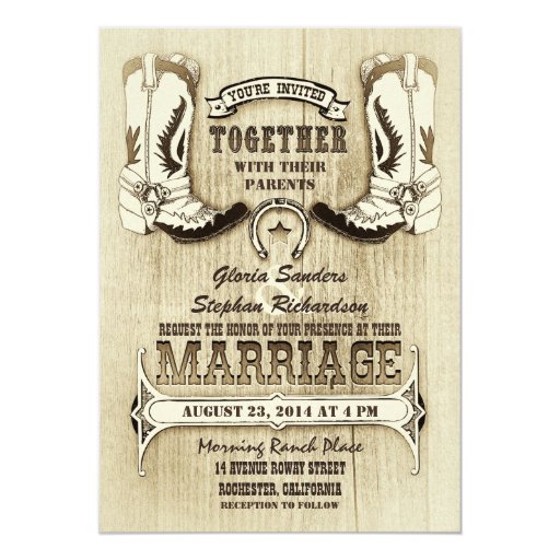 cowboy shoes western wedding invitations | Zazzle