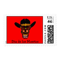 cowboy skull, Dia de los Muertos Stamps