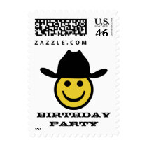 Cowboy Smiley Birthday Party Postage