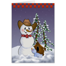 Cowboy Snowman Blank Greeting Cards