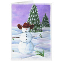 Cowboy Snowman Christmas Card
