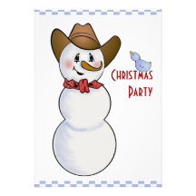 Cowboy Snowman in Red Bandana Custom Invitations