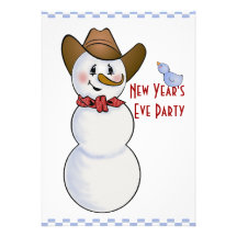 Cowboy Snowman New Years Eve Party Announcement