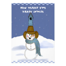 Cowboy Snowman New Years Eve Party Invitations