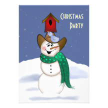 Cowboy Snowman with Birdhouse Custom Announcement