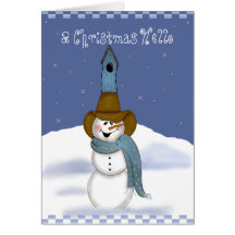 Cowboy Snowman with Birdhouse Greeting Card