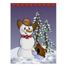 Cowboy Snowman with Red Bandana Post Card