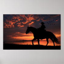 Cowboy Sunset posters